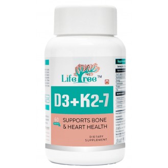 Lifetree Vitamin D3+k2-7 Supplement | 60 Veg Capsule | Bone Strength | Healthy Heart | Ayurvedic Medicine 100g